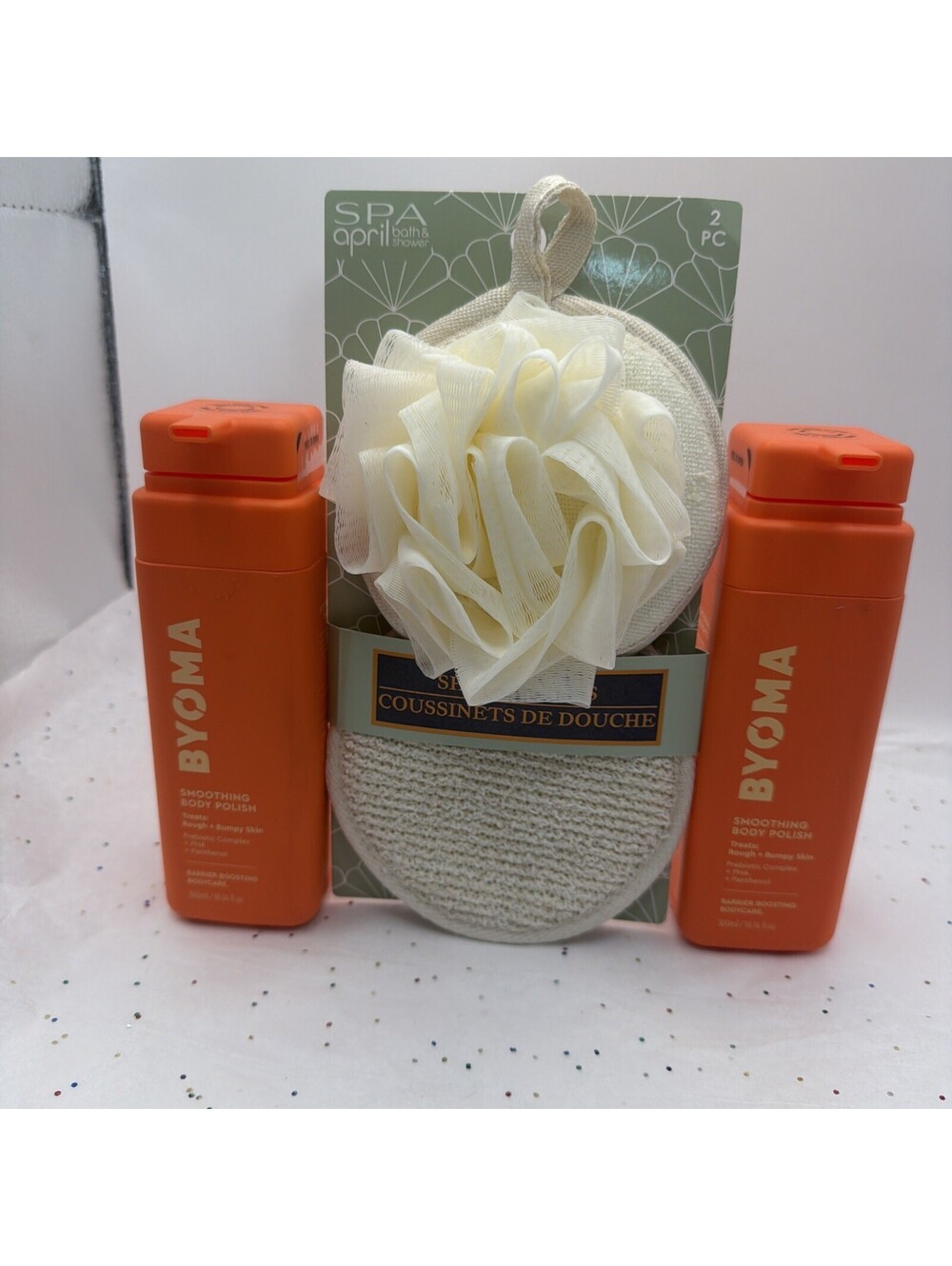 2 Pack BYOMA Smoothing Body Polish 10.14oz Exfoliating Scrub + Bonus Spa Pads